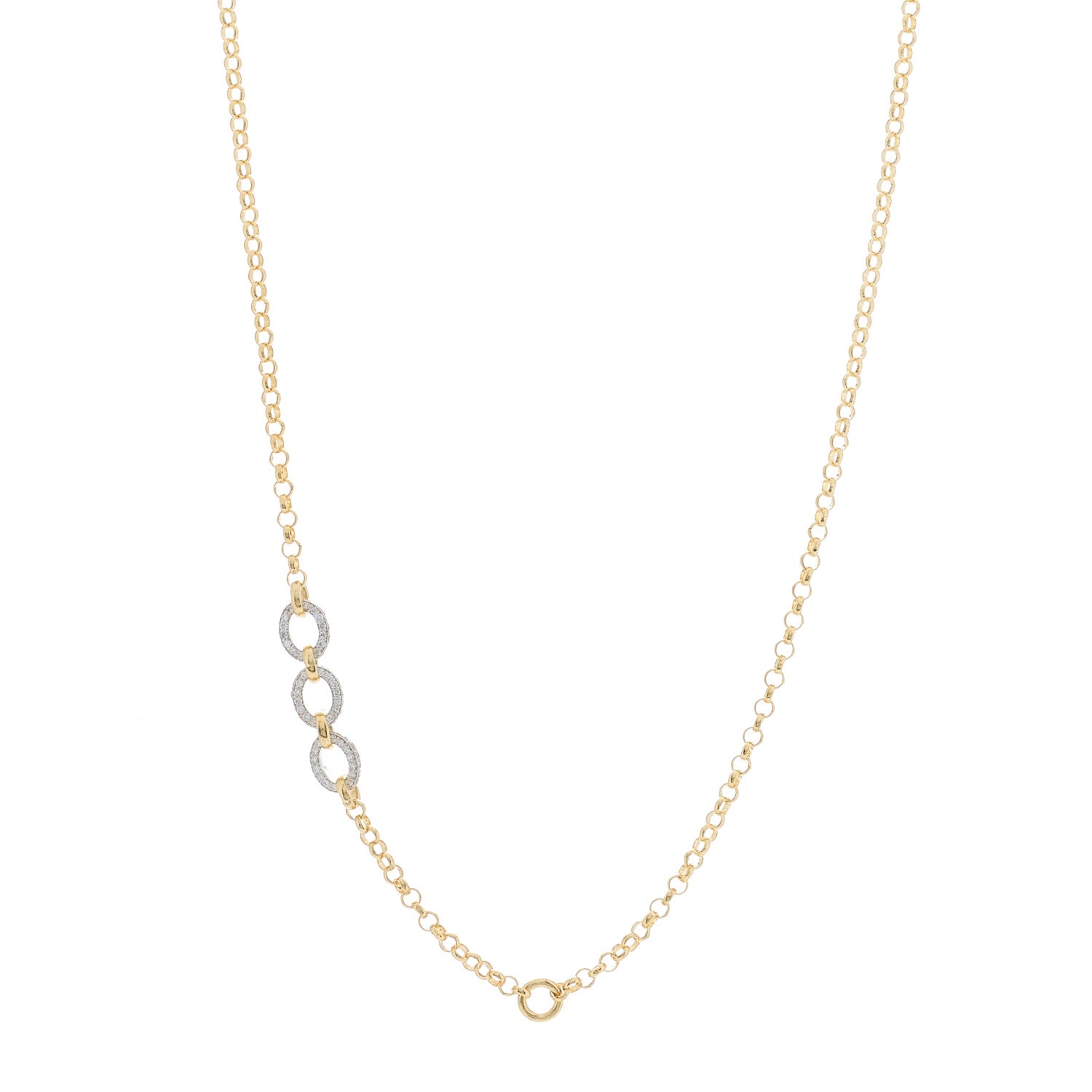 Foundrae 18K Yellow White Gold Diamond Small Belcher Flexible Extension Chain Necklace 1 of 4