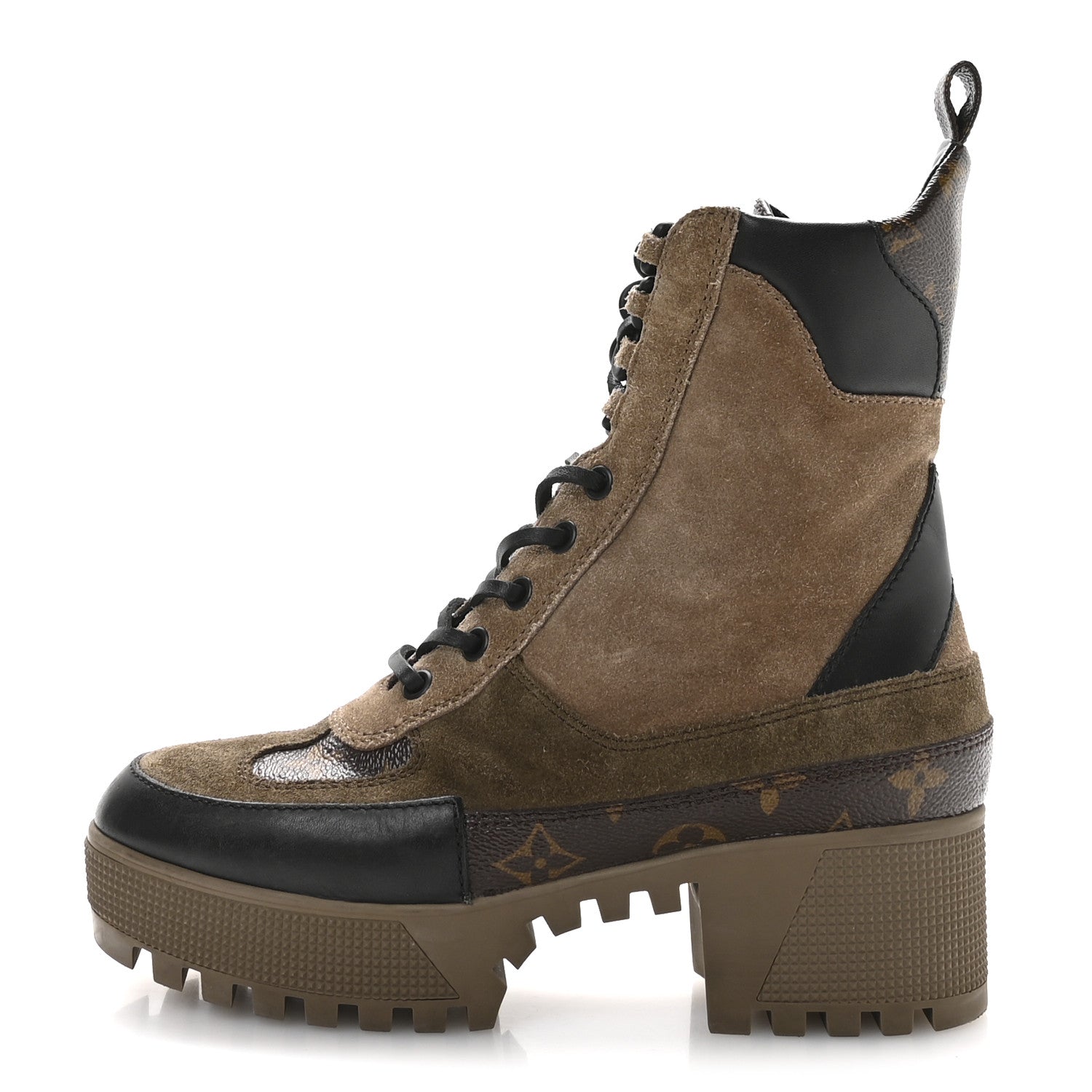LOUIS VUITTON PARIS ブーツ Louis Vuitton Suede Calfskin Monogram Laureate Platform Desert