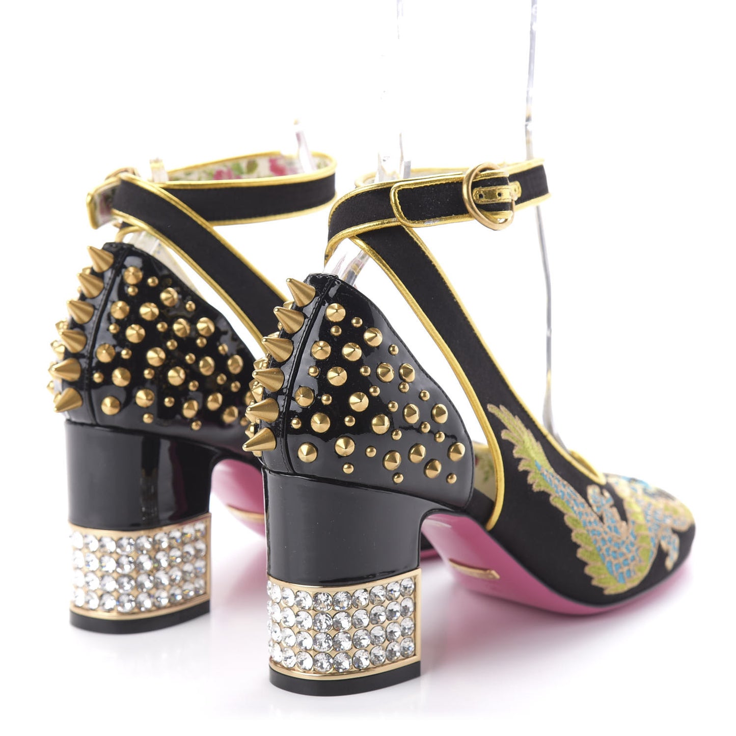 Satin Embroidered Dragon Caspar Pumps 36 Black