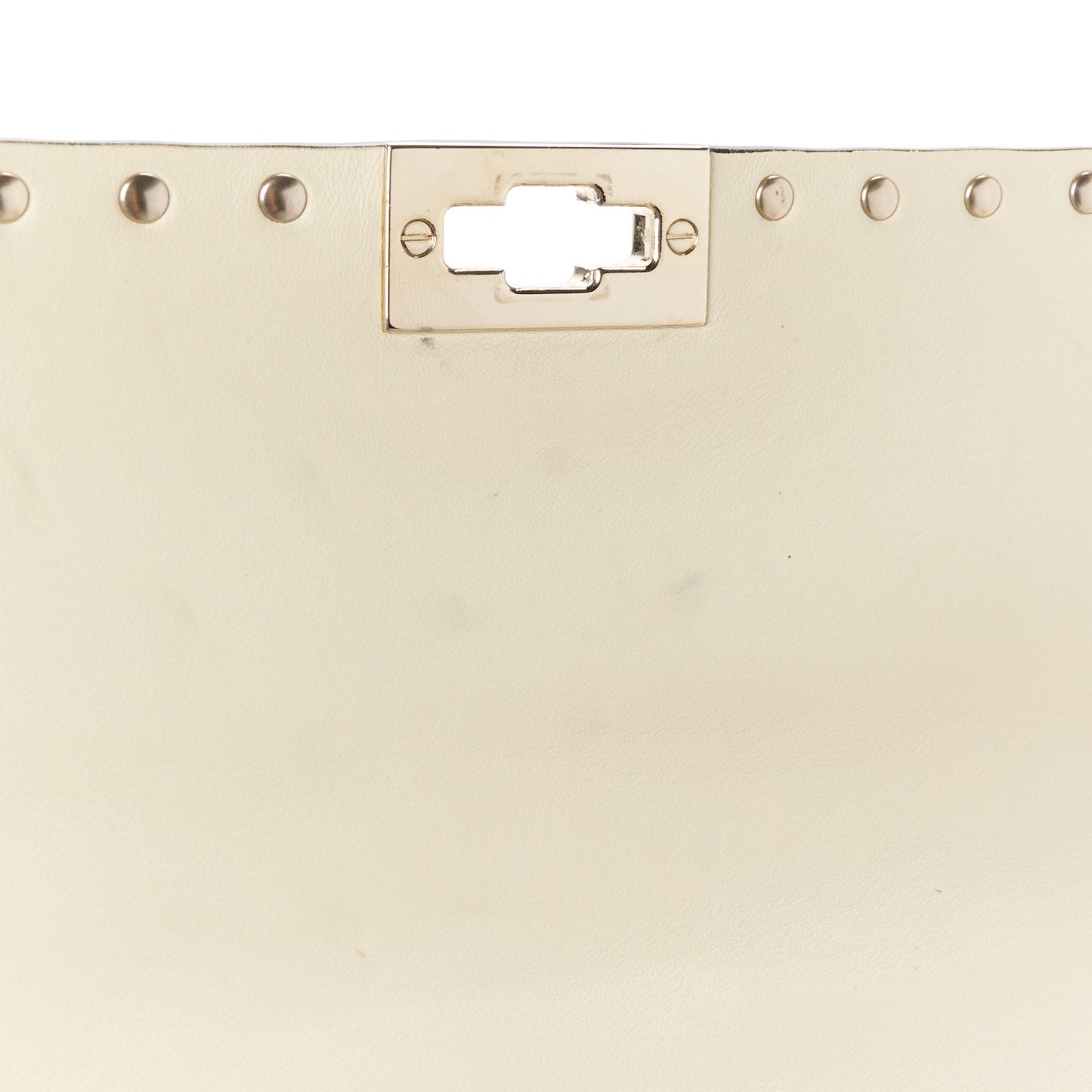 Nappa Large Rockstud Spike Shoulder Bag Light Ivory
