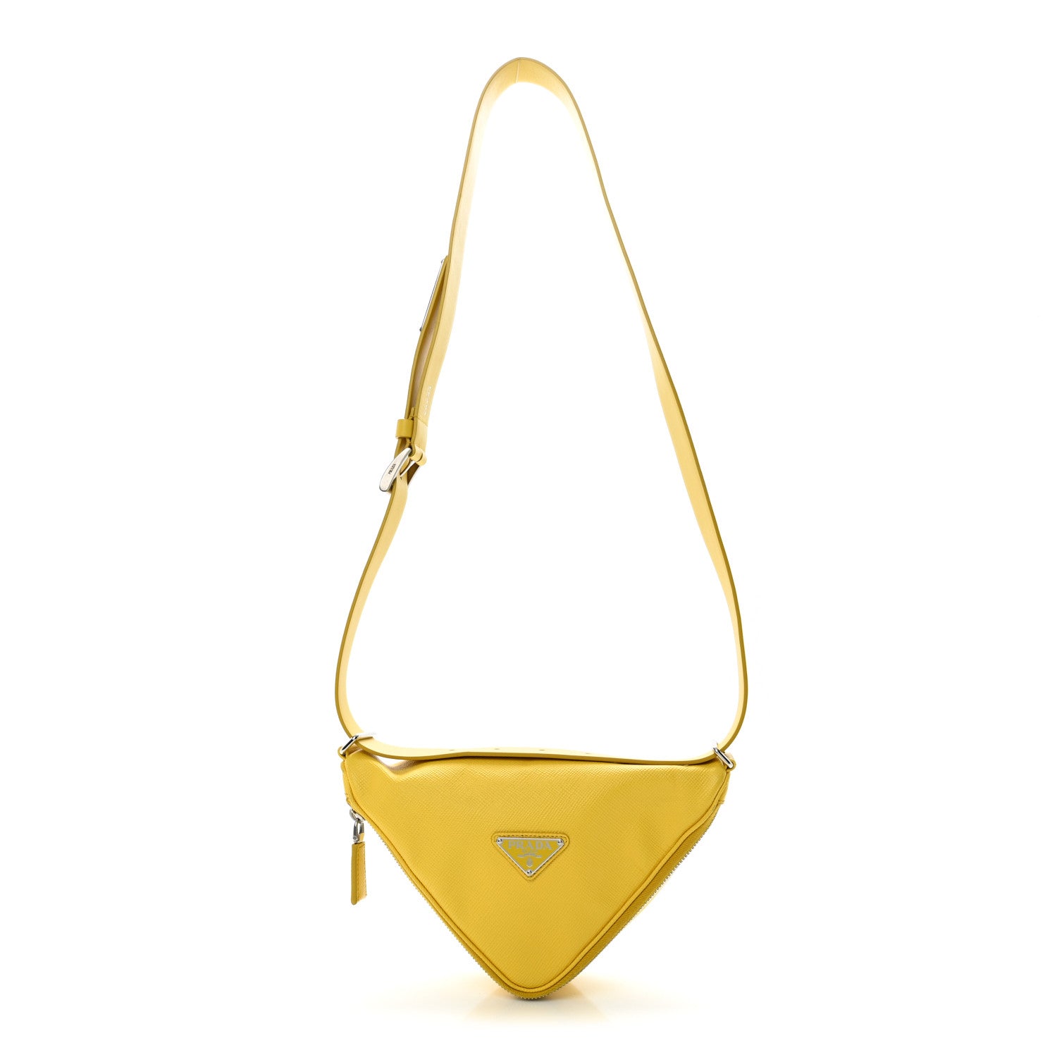 Prada Saffiano Triangle Shoulder Belt Bag Sunny Yellow 1 of 11