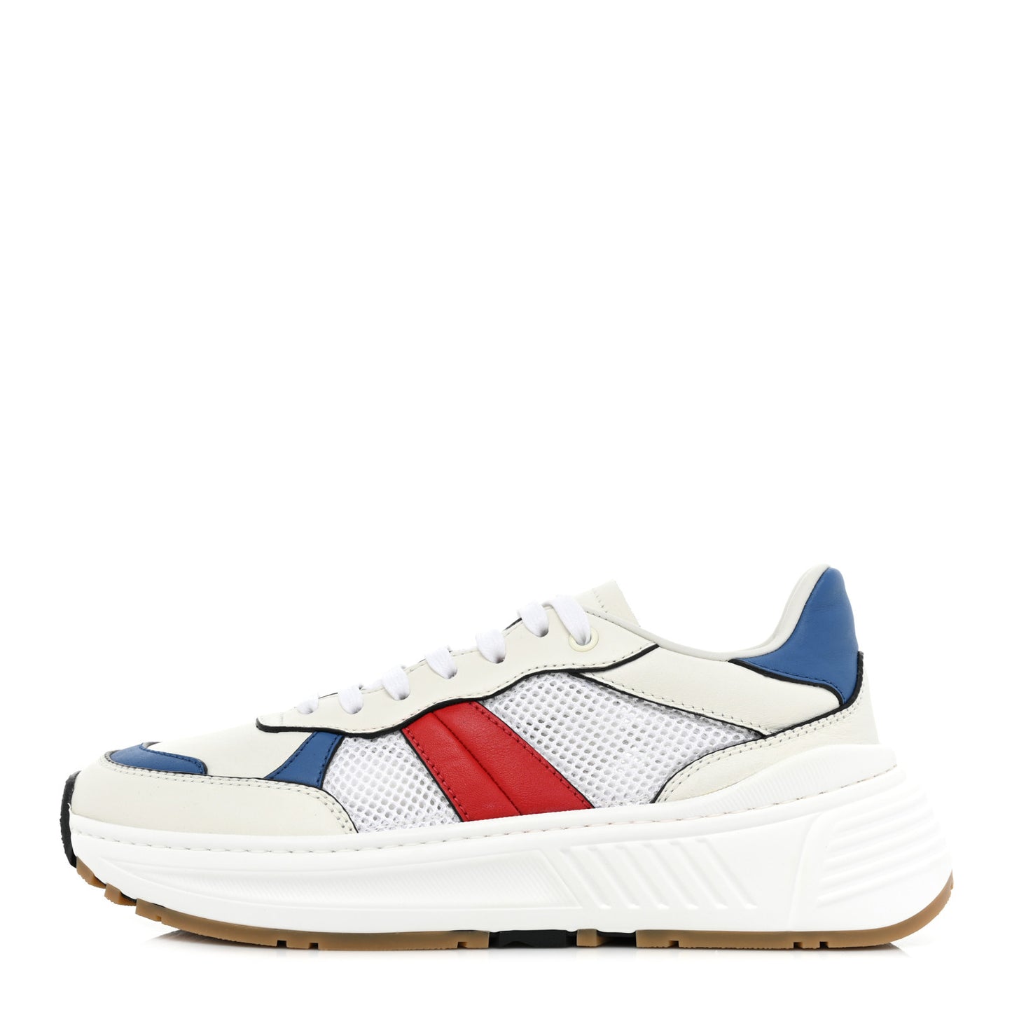 Calfskin Technical Mesh Speedster Sneakers 39 White Red Blue