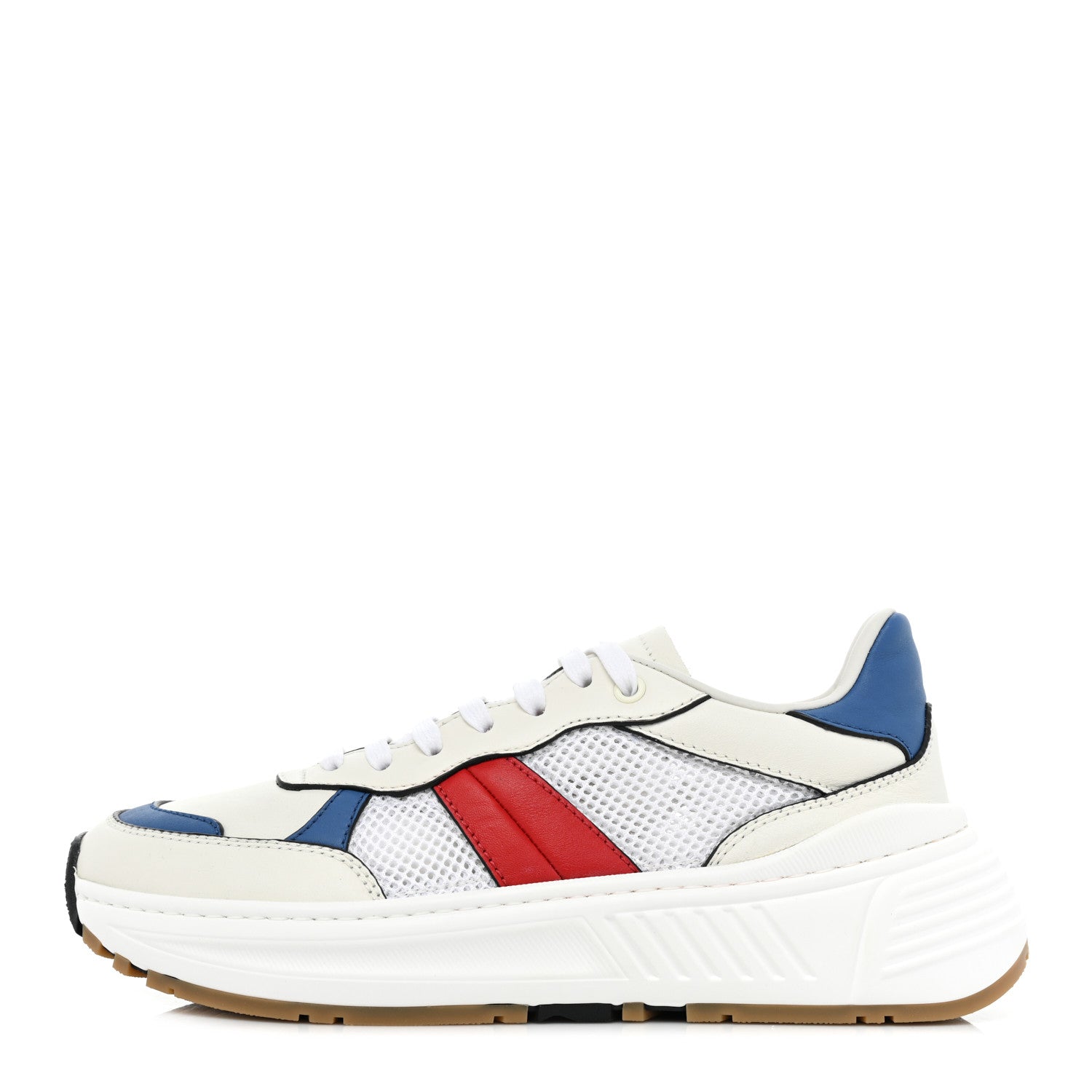 Bottega Veneta Calfskin Technical Mesh Speedster Sneakers 39 White Red Blue 1 of 8