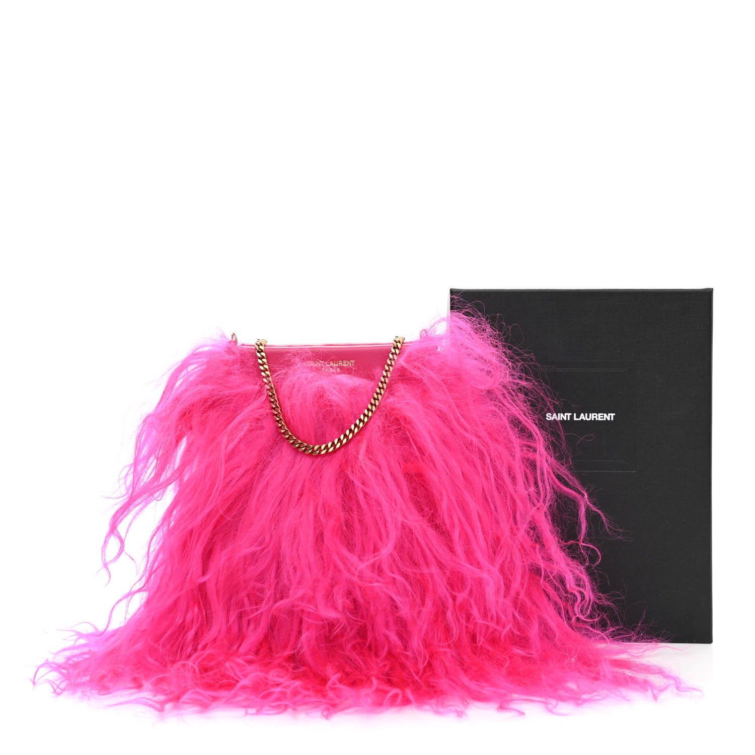 Saint Laurent Fur Mini Pac Pac Pouch On Chain Fuchsia 12 of 12
