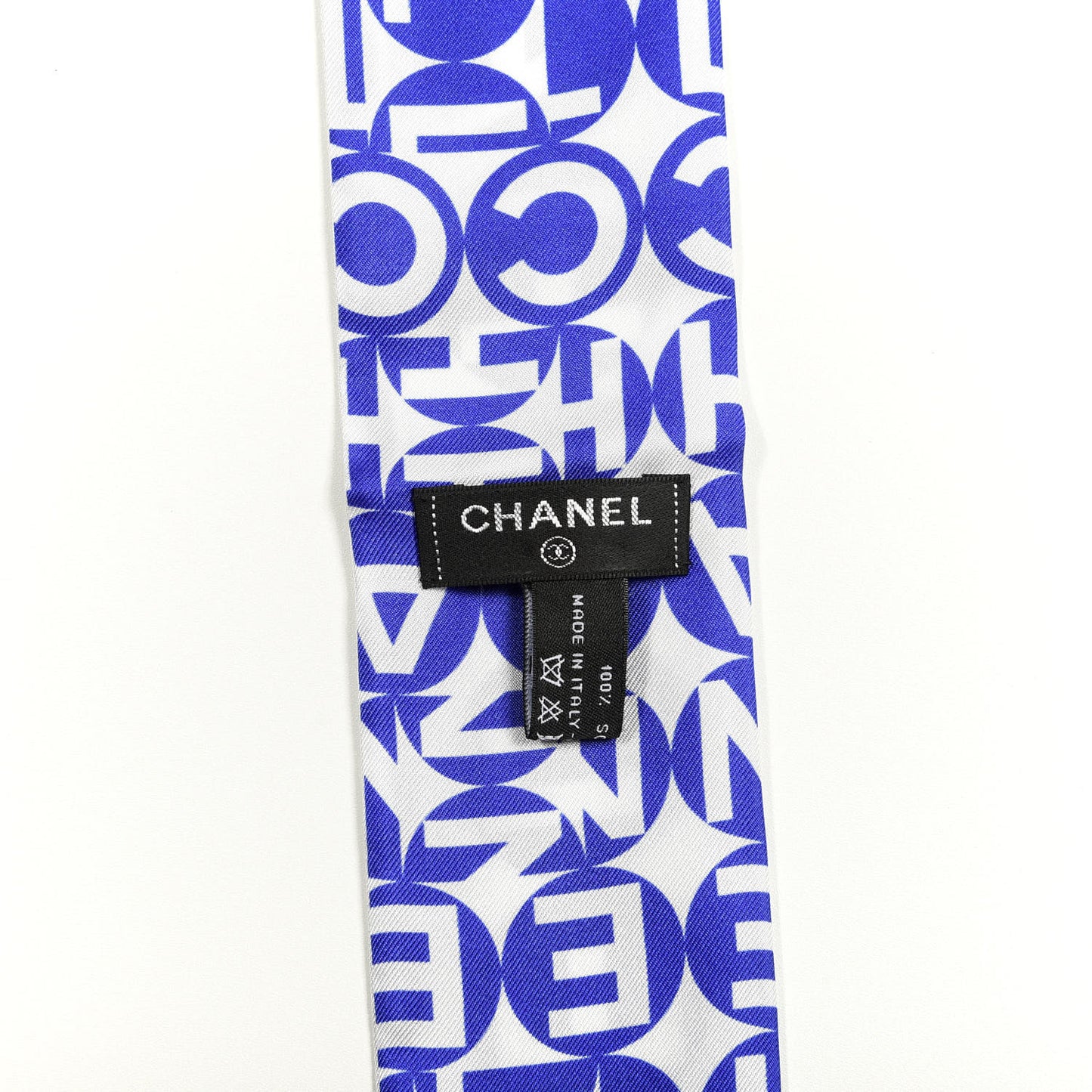 Silk Twill Slim Bandeau Scarf Blue Pink