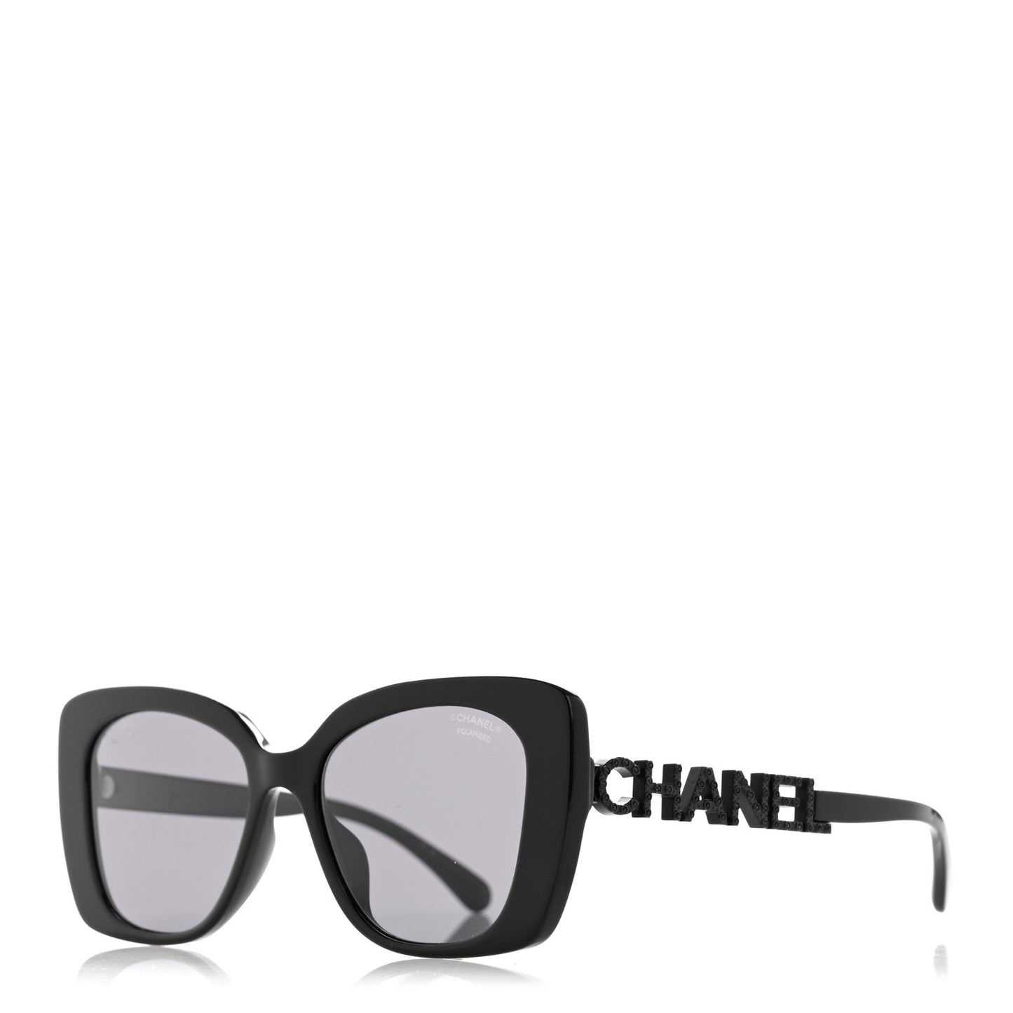 Acetate Strass Polarized Square Sunglasses 5422-B-A Black