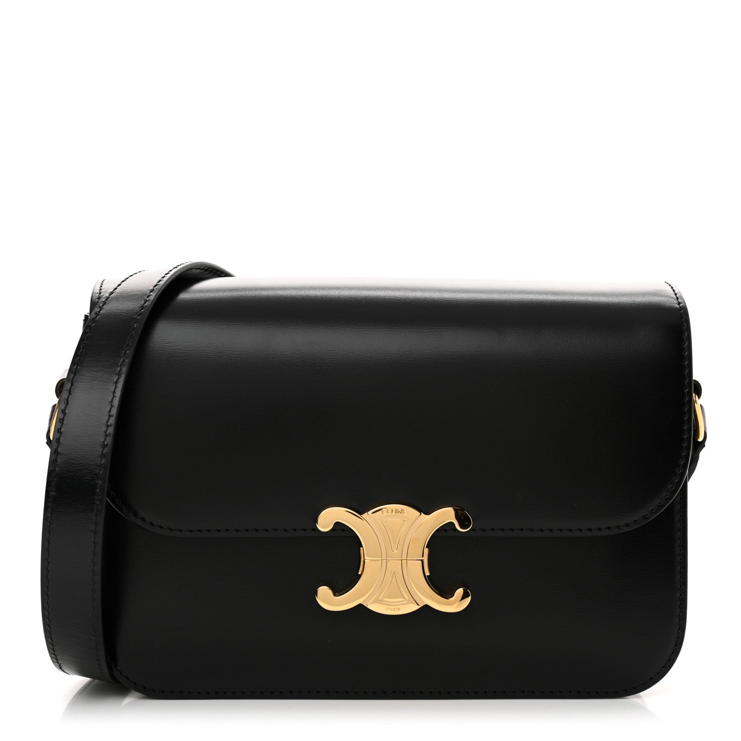 Celine Shiny Calfskin Medium Triomphe Black 1 of 12