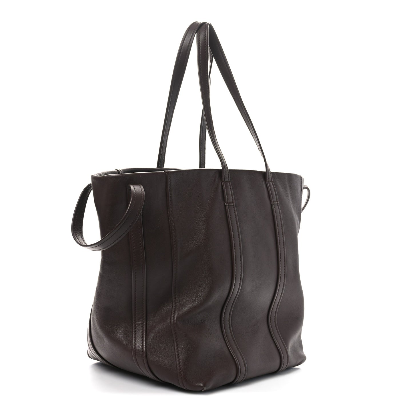 Calfskin Large Laundry Cabas Tote Marron Chocolate