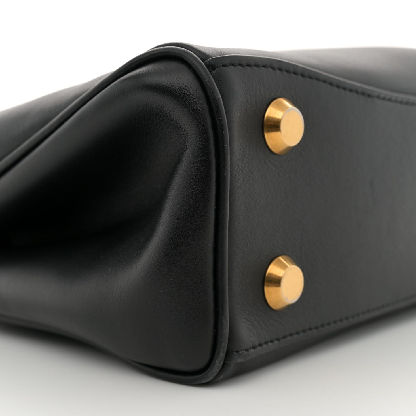 Natural Smooth Calfskin Mini Rodeo Top Handle Handbag Black
