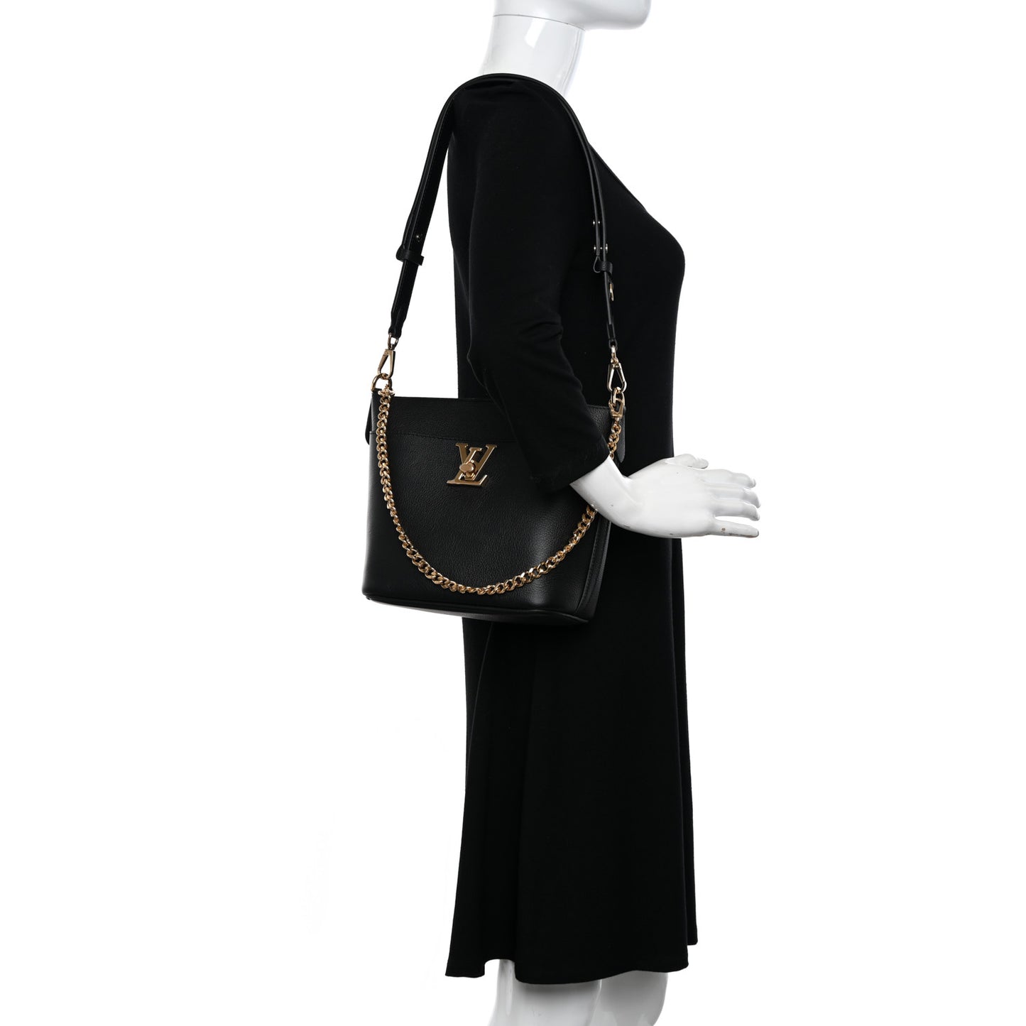 Calfskin Lock and Walk Bucket Black