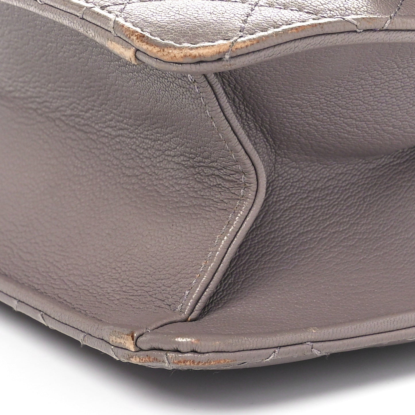 Goatskin Quilted Large CC University Top Handle Flap Grey