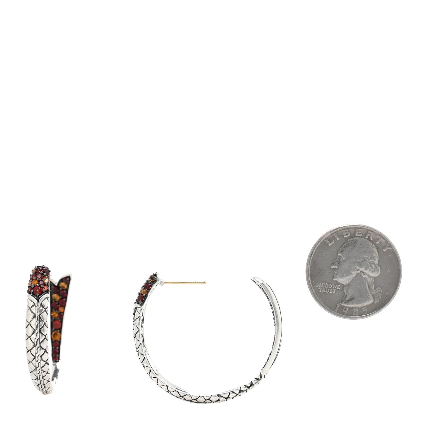 Sterling Silver Garnet Citrine Hoop Earrings