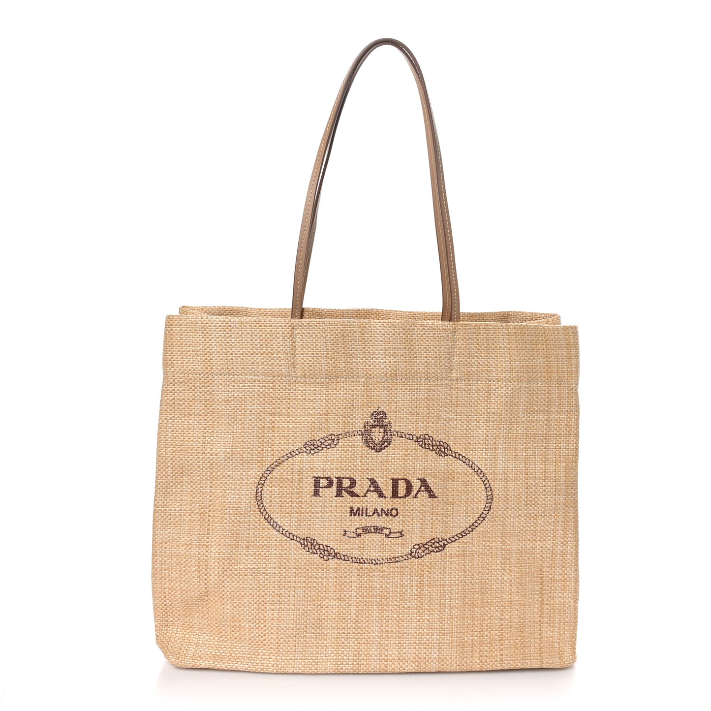 Raffia Logo Tote Naturale