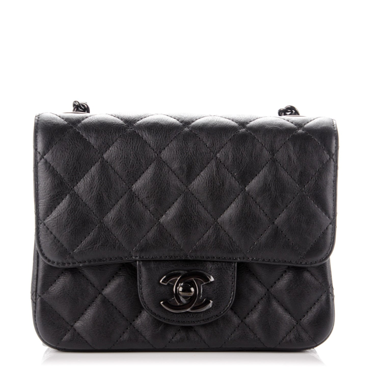 Calfskin Quilted Mini Square Flap So Black