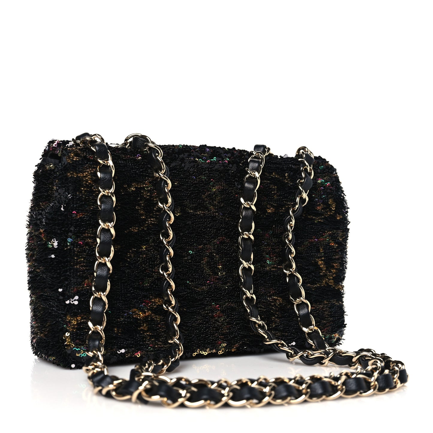 Sequin CC Small Single Flap Black Multicolor