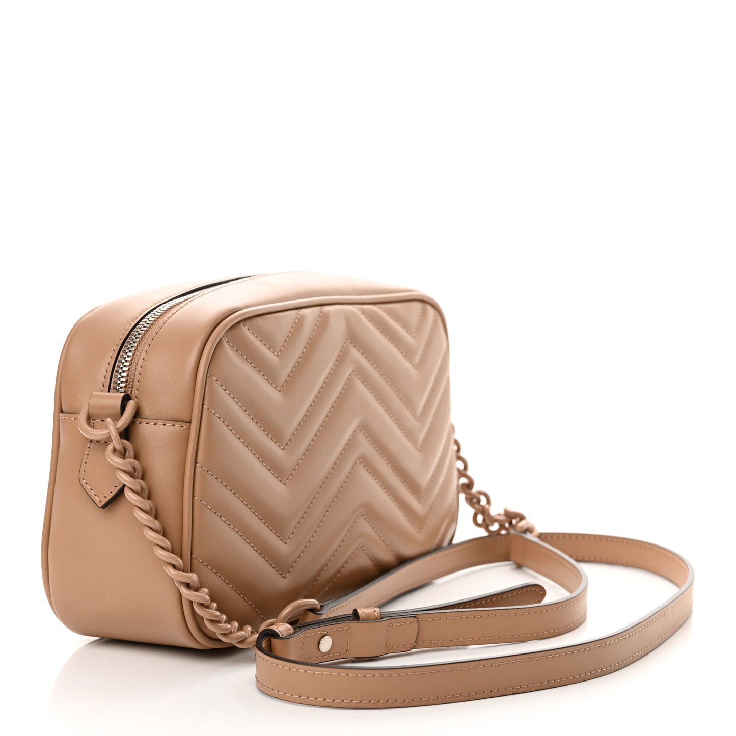 Calfskin Matelasse Monochrome Small GG Marmont Chain Shoulder Bag Camelia