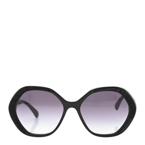 Acetate Sequin Round Sunglasses 5451-A Black