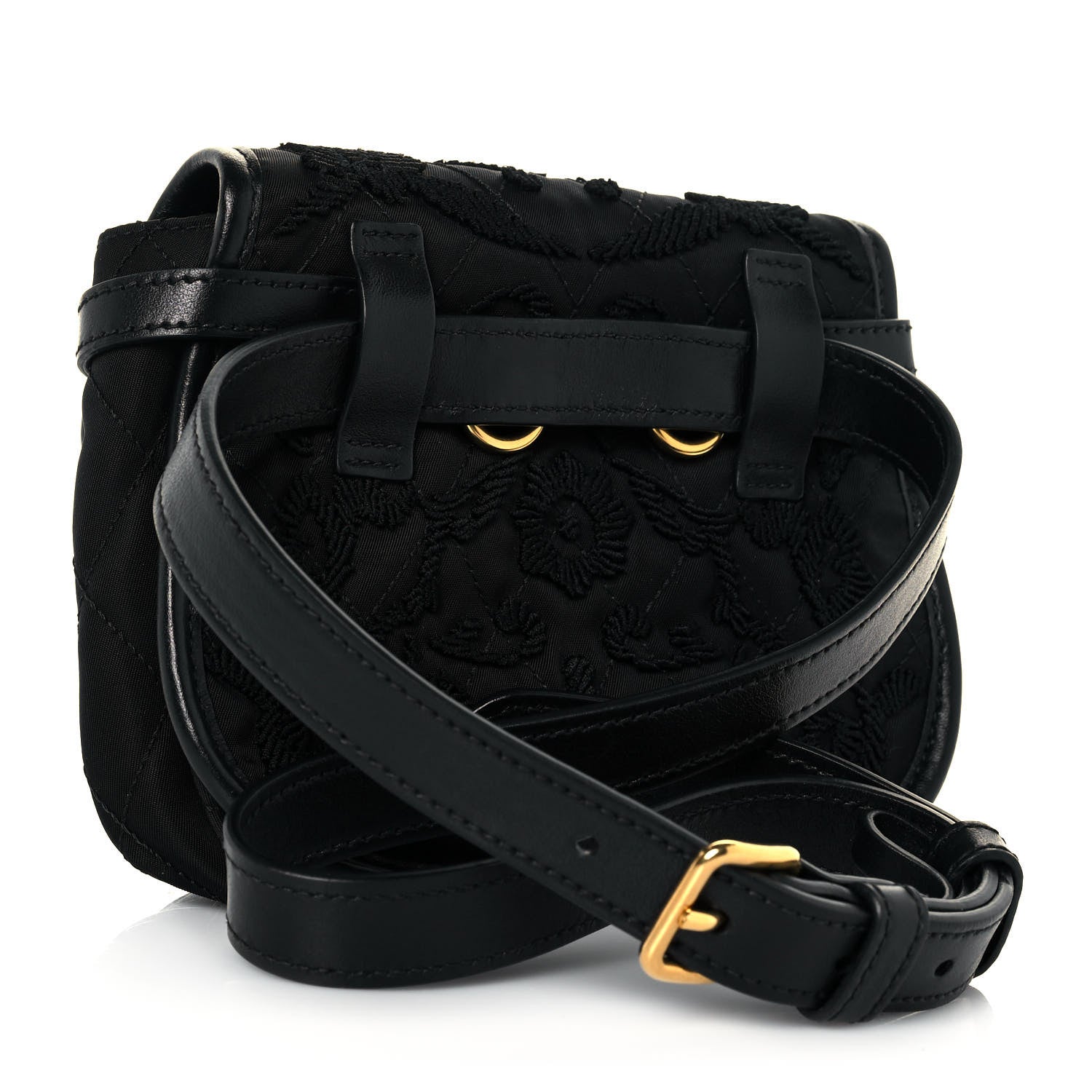 Prada Nylon Embroided Corsaire Belt Bag Black 3 of 11