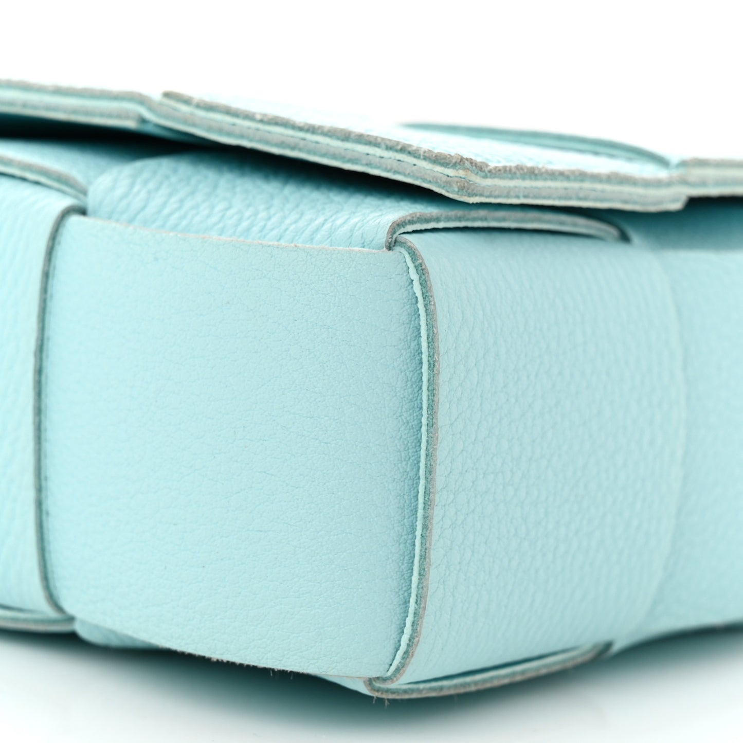 Grained Calfskin Maxi Intrecciato Cassette Crossbody Bag Pale Blue