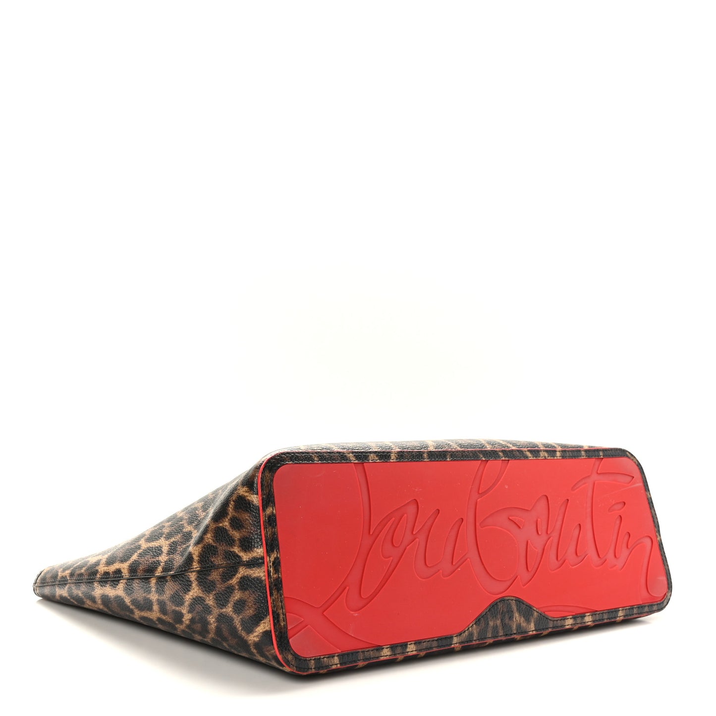 Calfskin Leopard Print Spikes East West Cabata Tote Brown