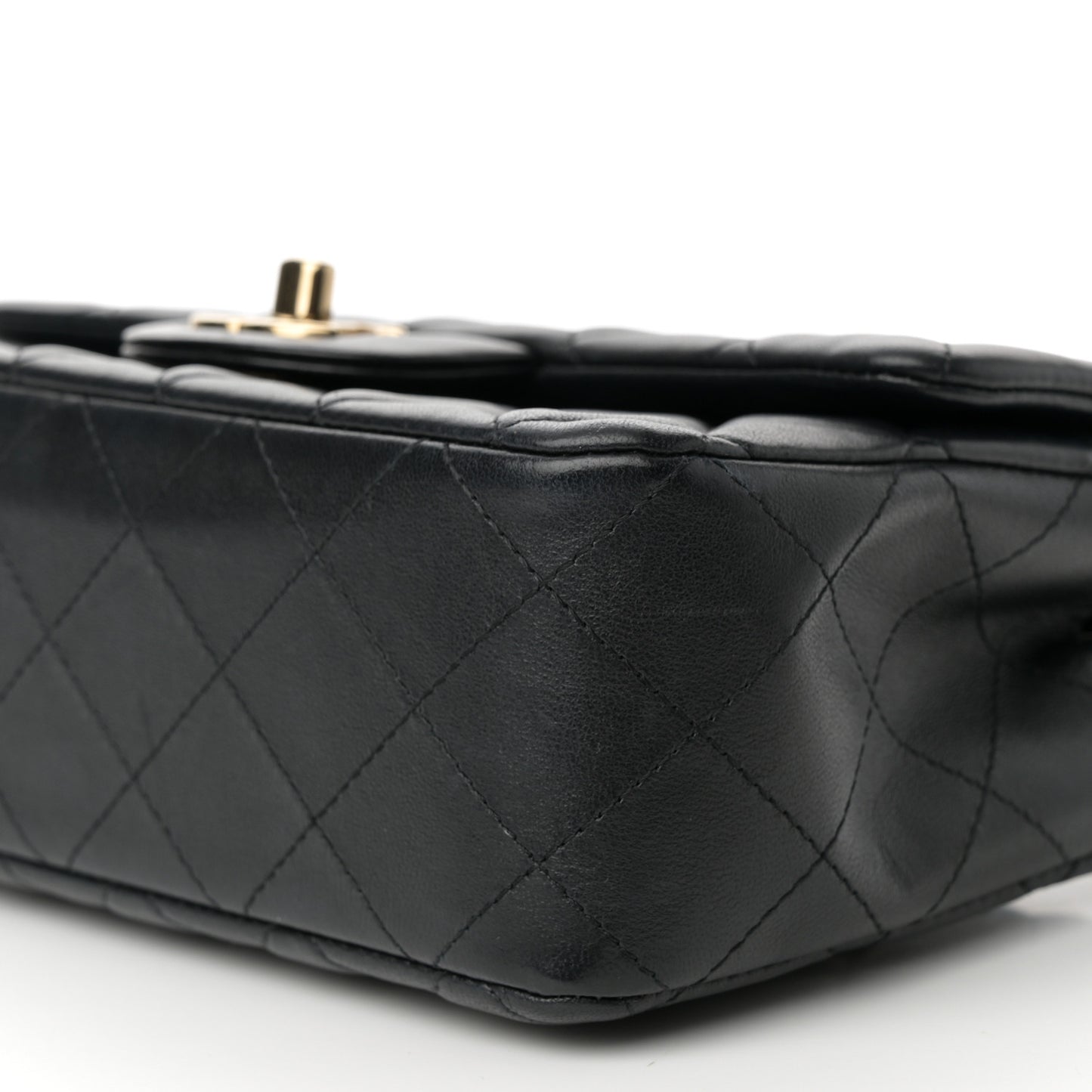 Lambskin Quilted Mini Rectangular Flap Black