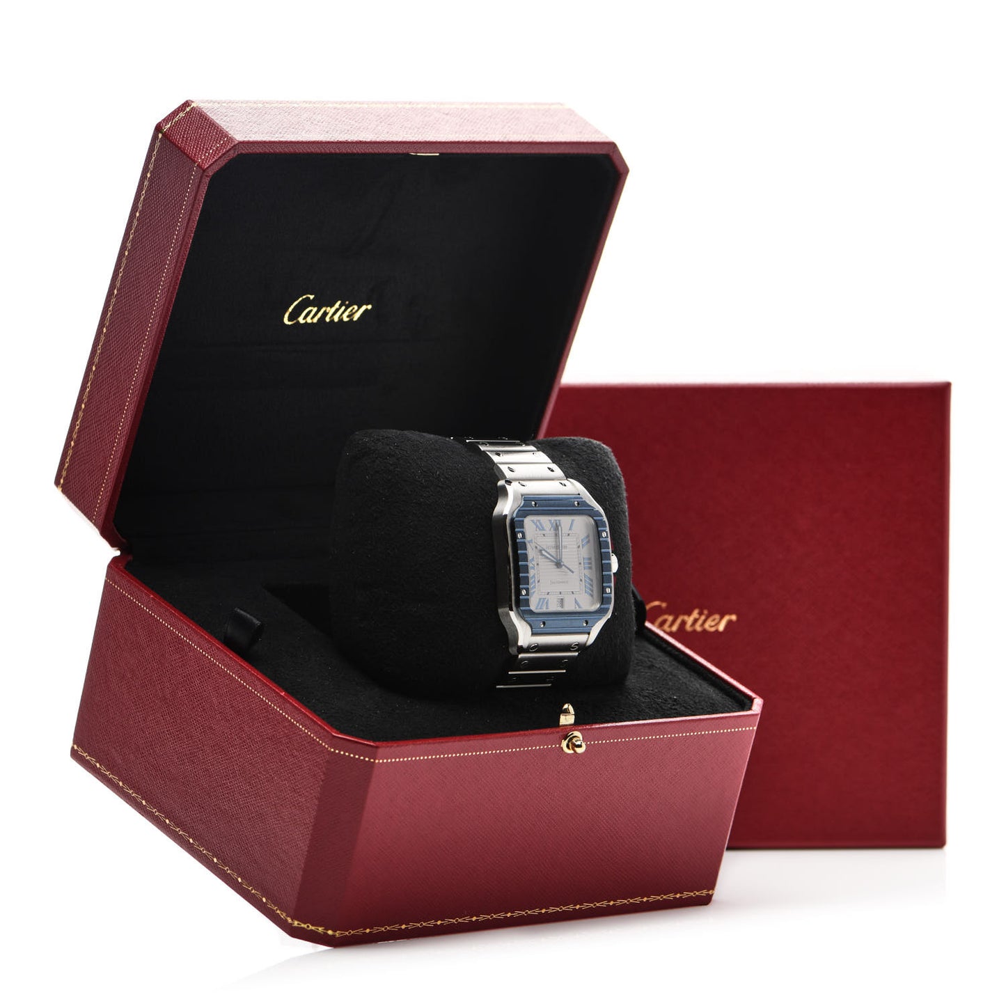 Stainless Steel 39.8mm Santos De Cartier Automatic Watch Grey