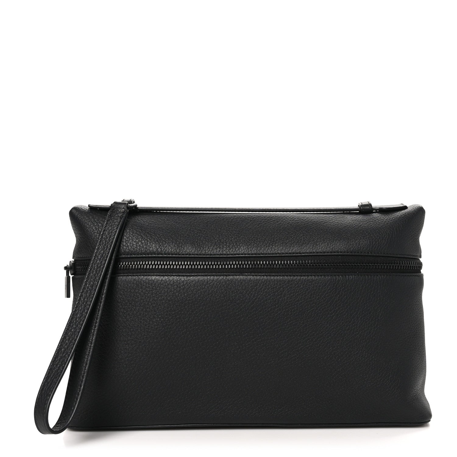 Loro Piana Grained Calfskin Extra Pocket Pouch L29 Black 1614278