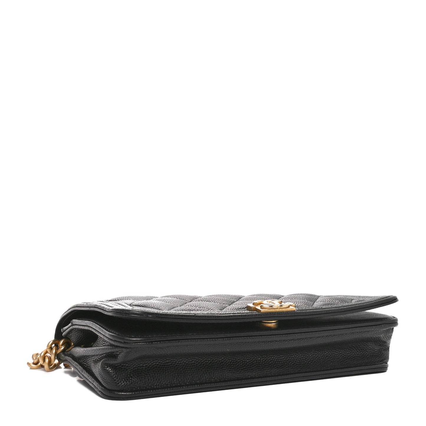Caviar Quilted Boy Wallet On Chain WOC Black