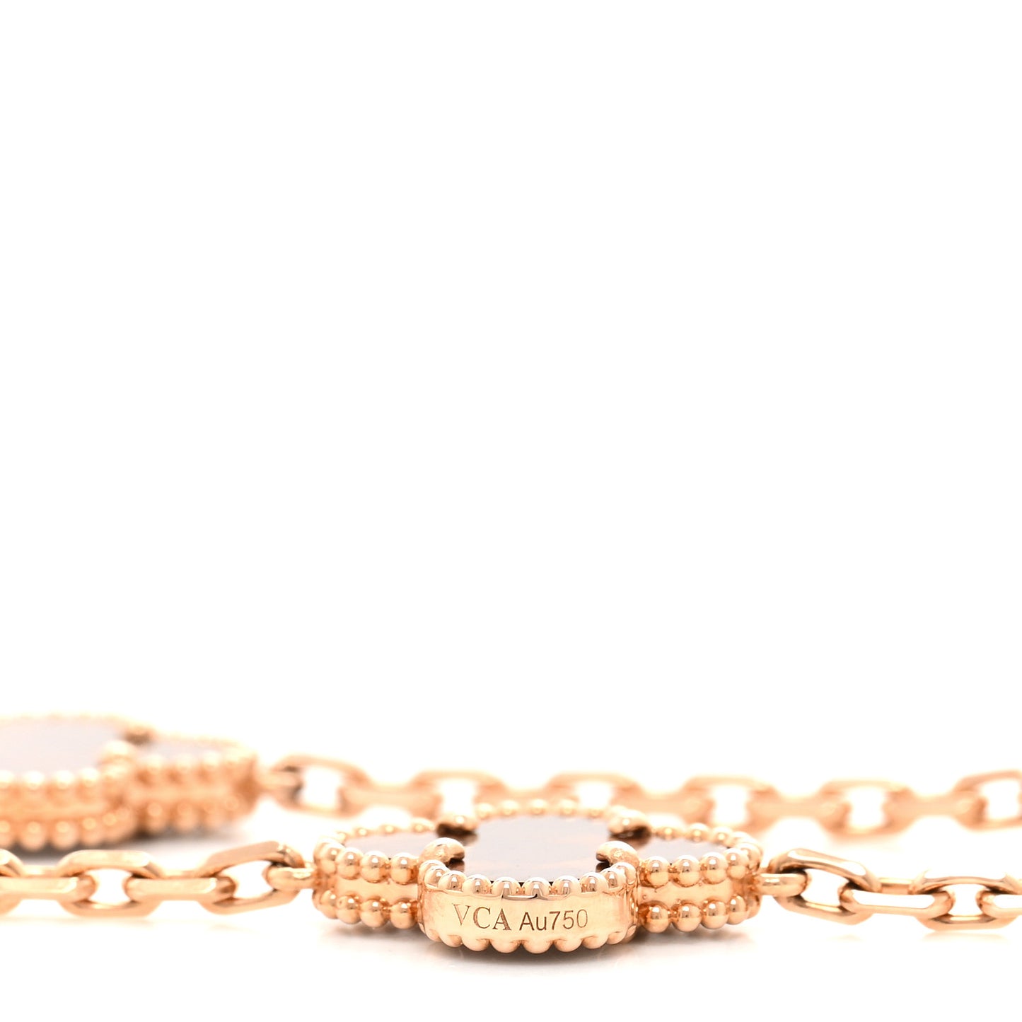 18K Rose Gold Letterwood 20 Motifs Vintage Alhambra Necklace