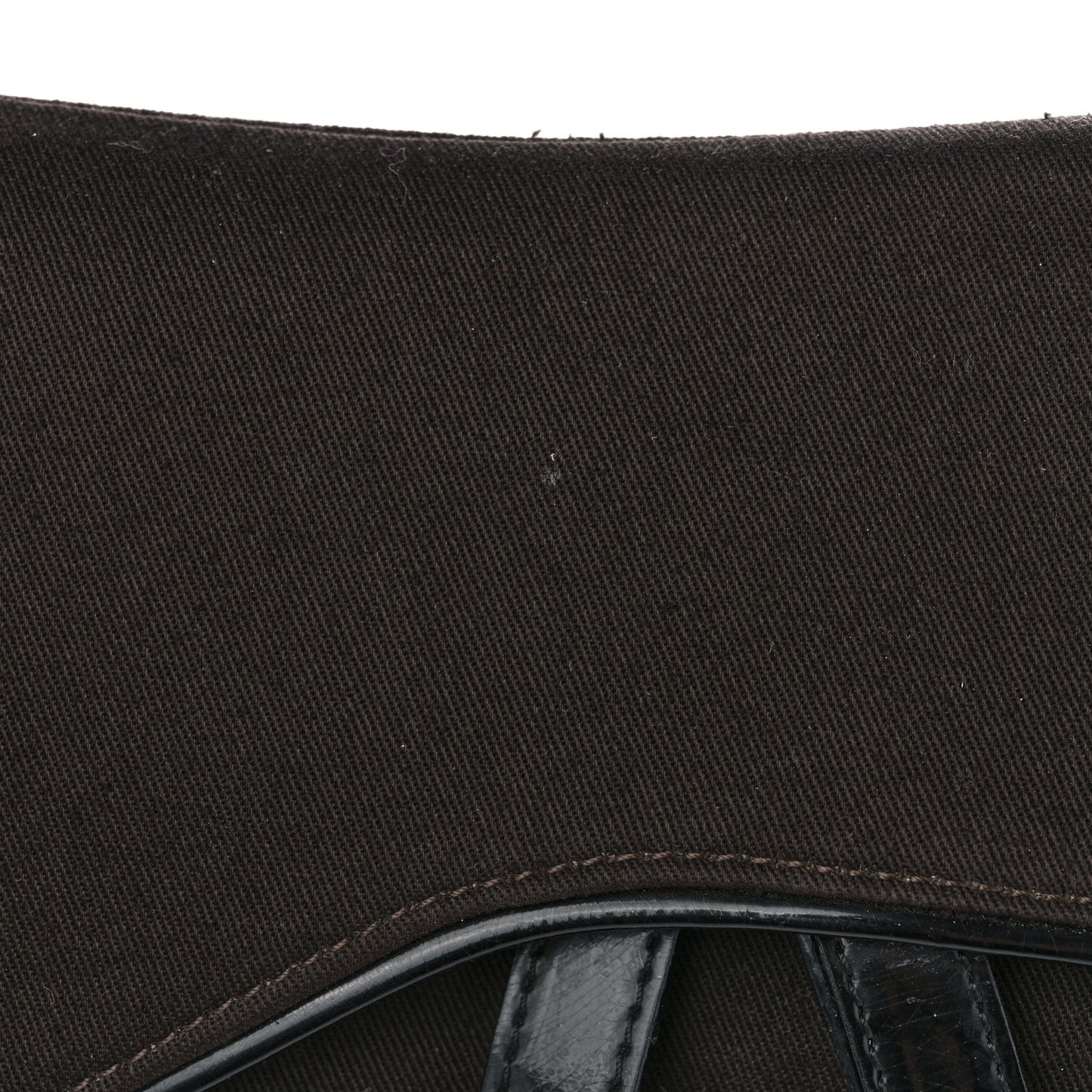Canvas Patent Double Saddle Bag Brown Black