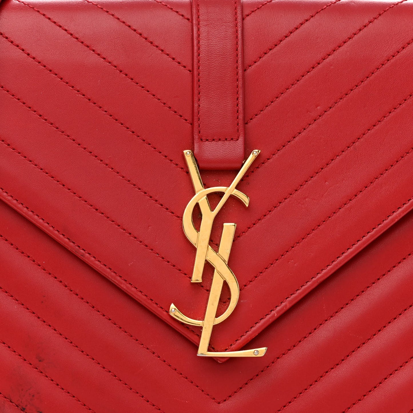 Calfskin Matelasse Chevron Medium Monogram Satchel Red