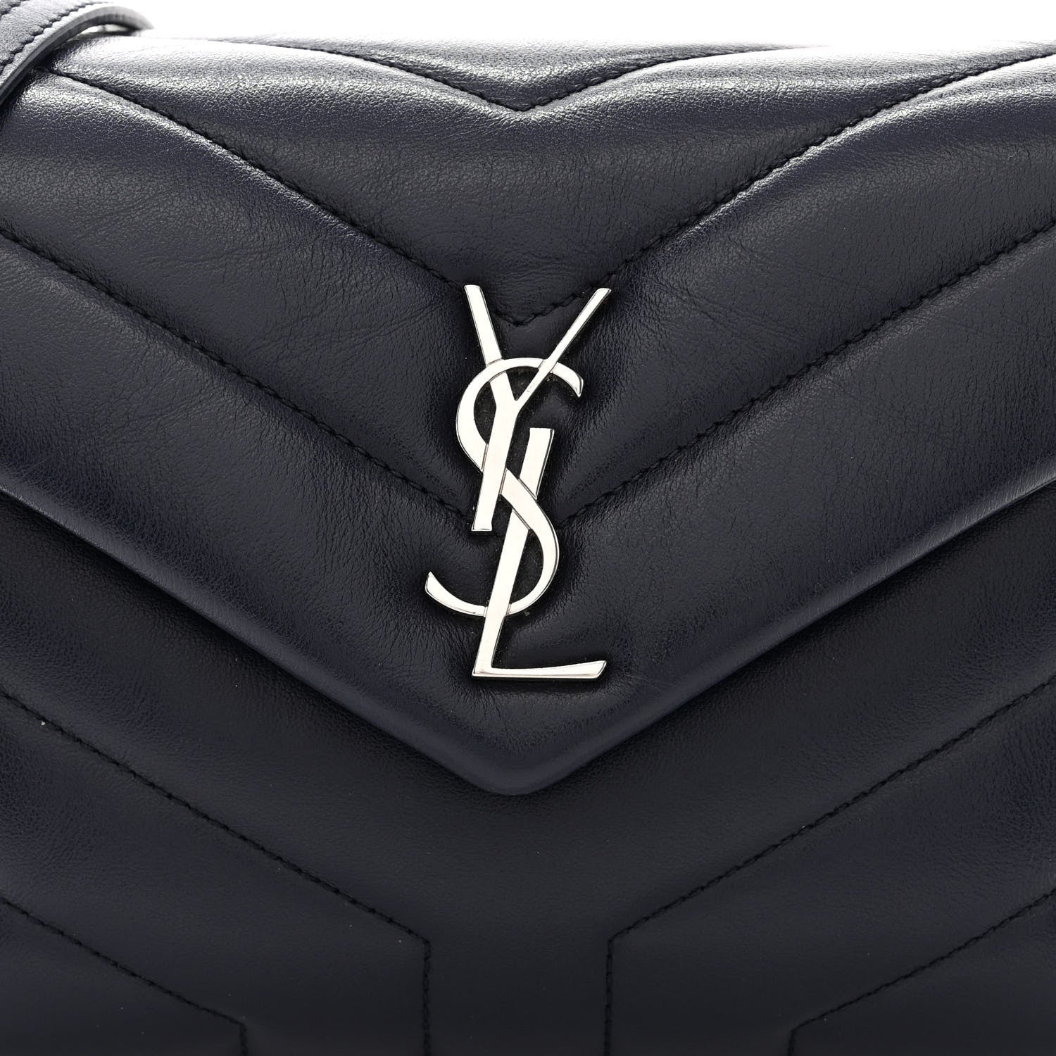 Saint Laurent Calfskin Y Quilted Monogram Toy Loulou Chain Satchel Medium Blue 8 of 13