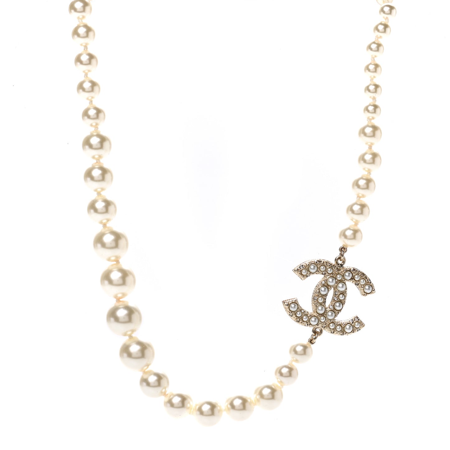 Graduated Pearl CC Short Necklace Gold