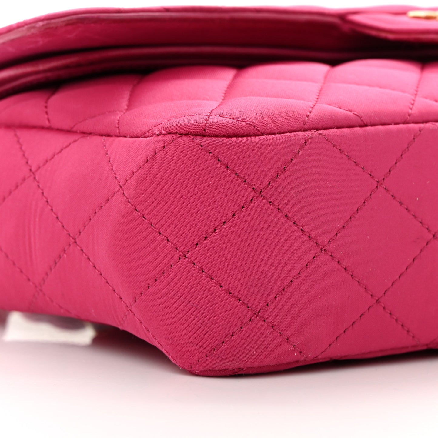 Satin Quilted Medium Double Flap Fuchsia