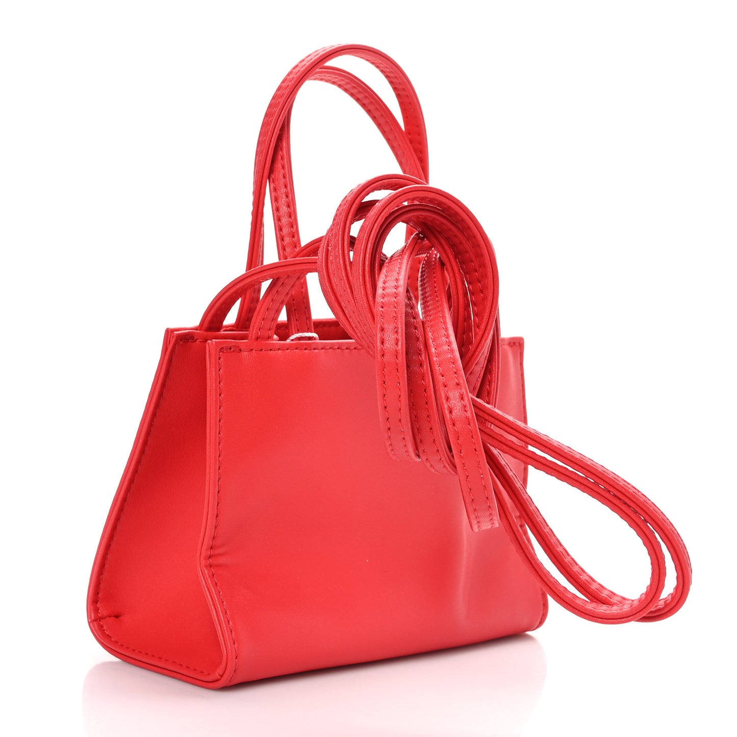 Vegan Leather Small Shopping Bag Red