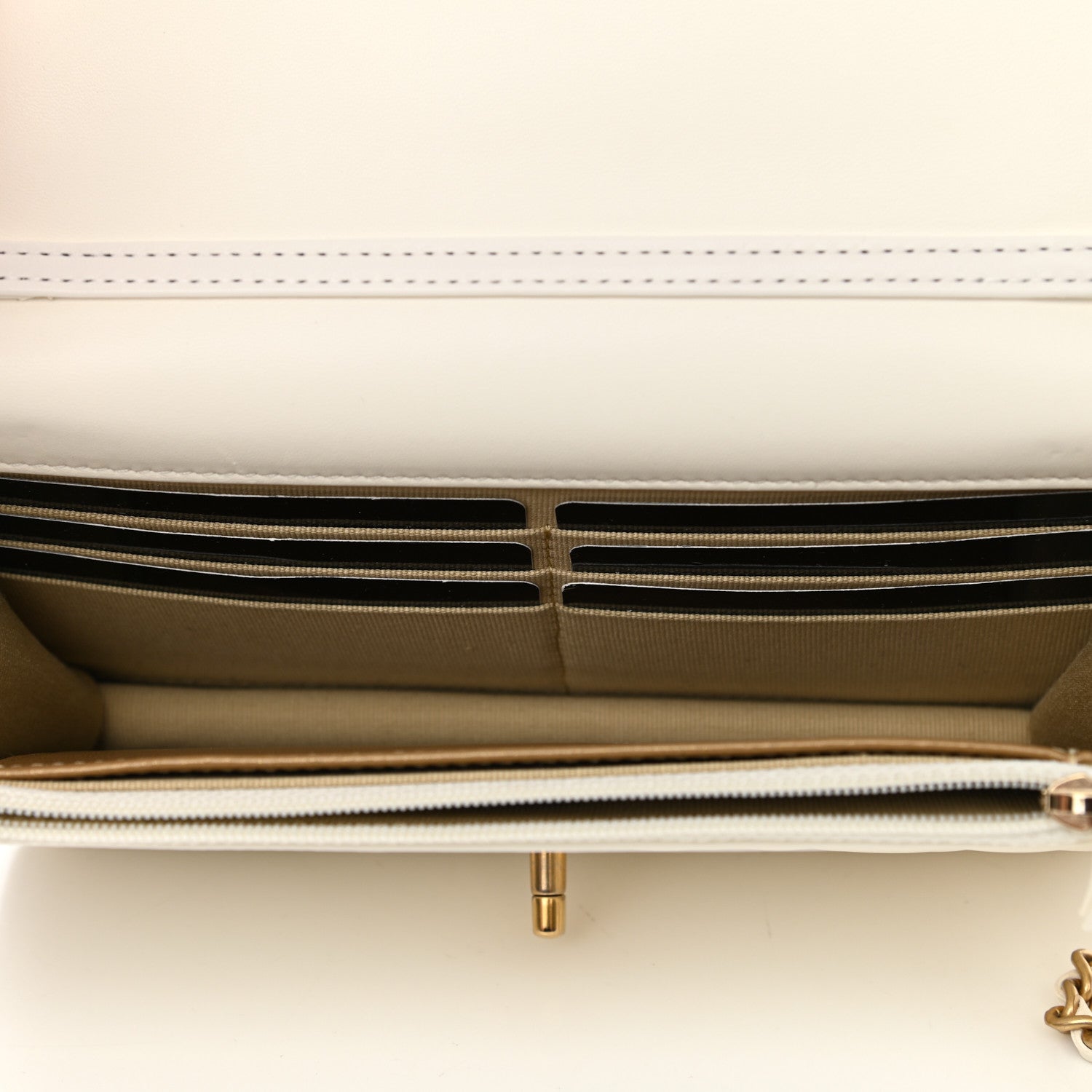 Chanel Lambskin Quilted CC Pearl Crush Wallet on Chain WOC White 5 of 12