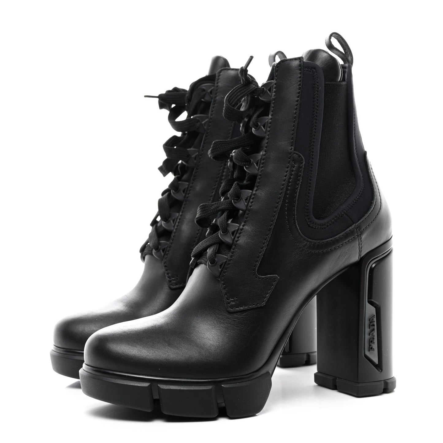 Vitello Montana Neoprene Lace Up Chelsea 110mm Ankle Boots 41 Black