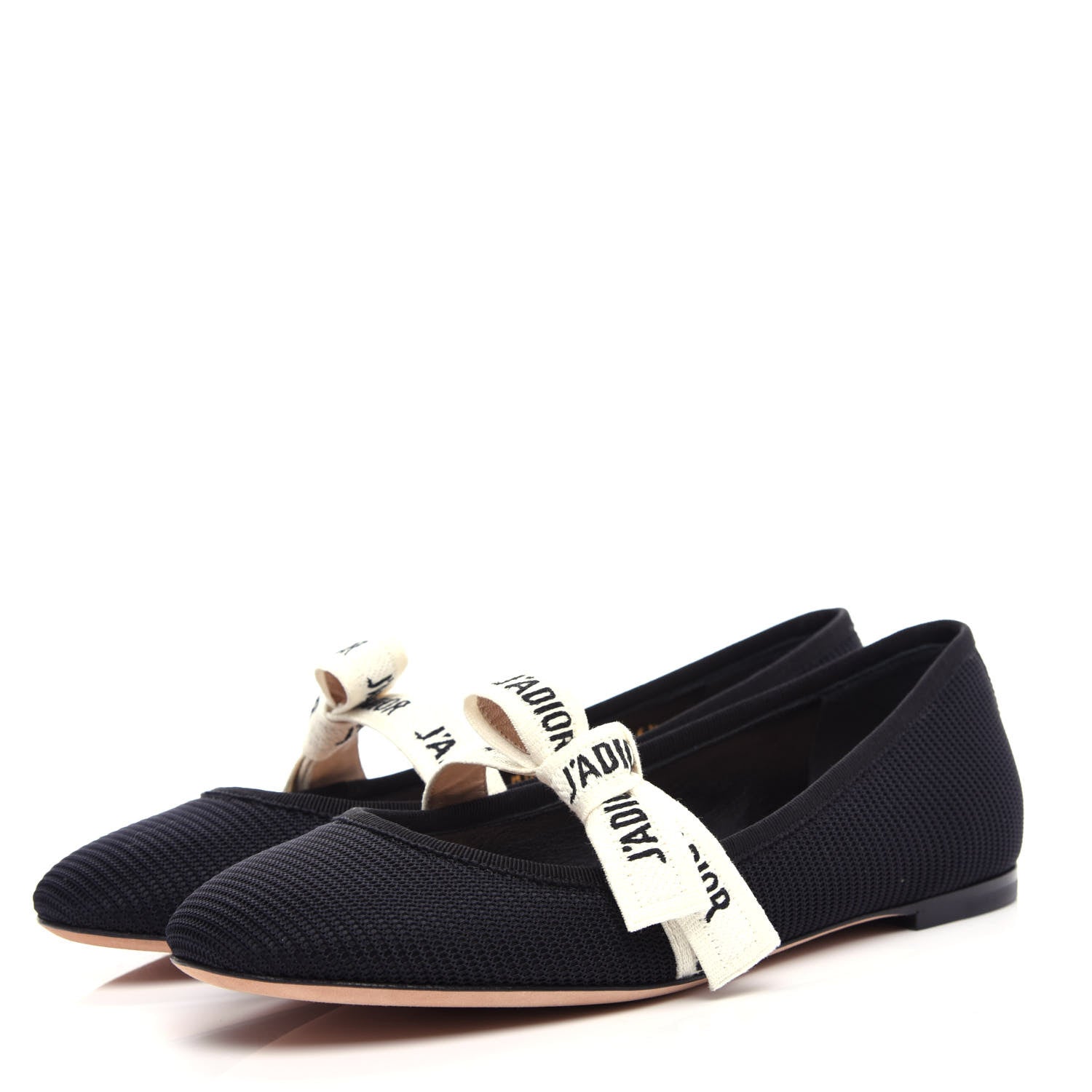 Christian Dior Fabric Ribbon Embroidered J'Adior Ballet Flats 36.5 Black 3 of 11
