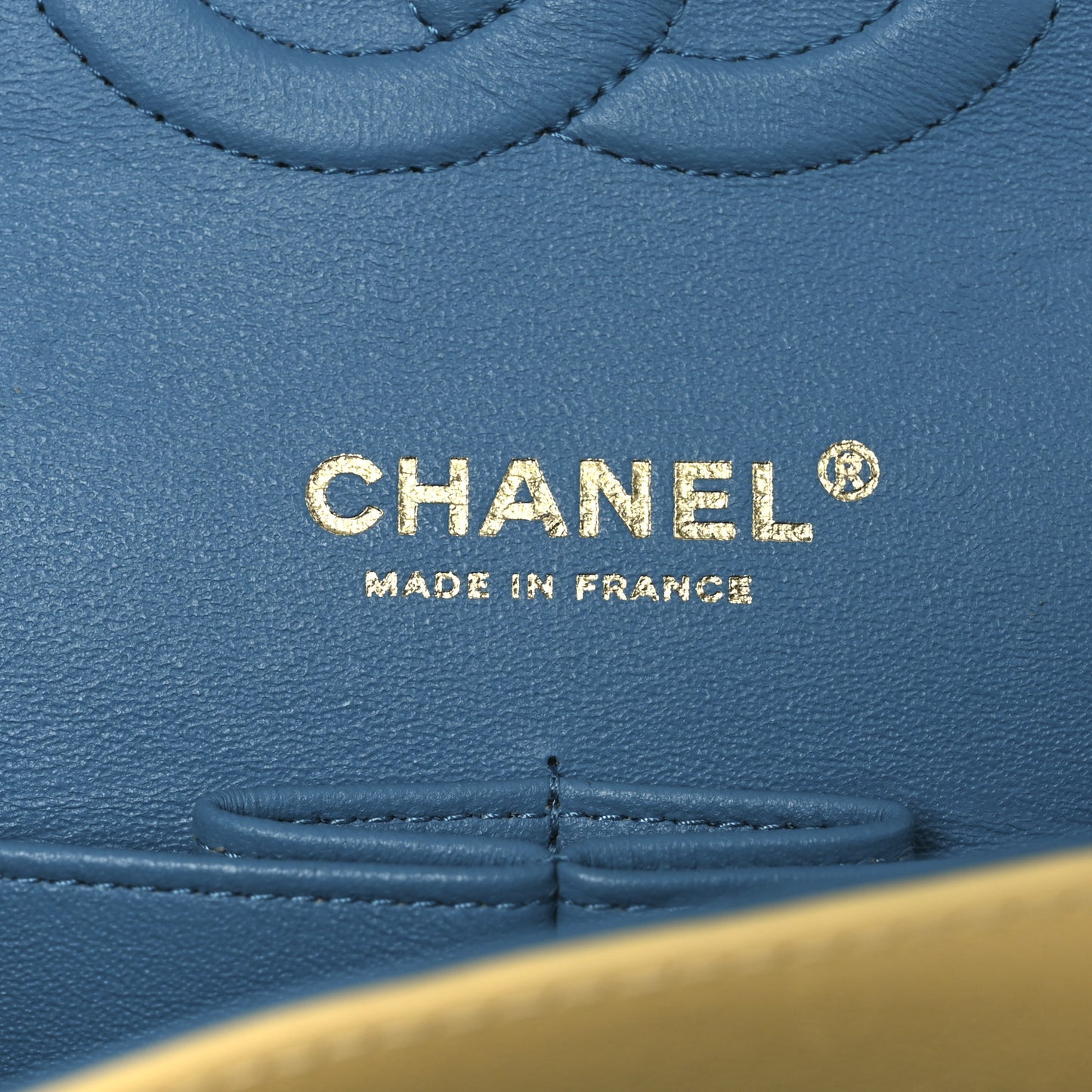Lambskin Quilted Medium Double Flap Yellow Blue