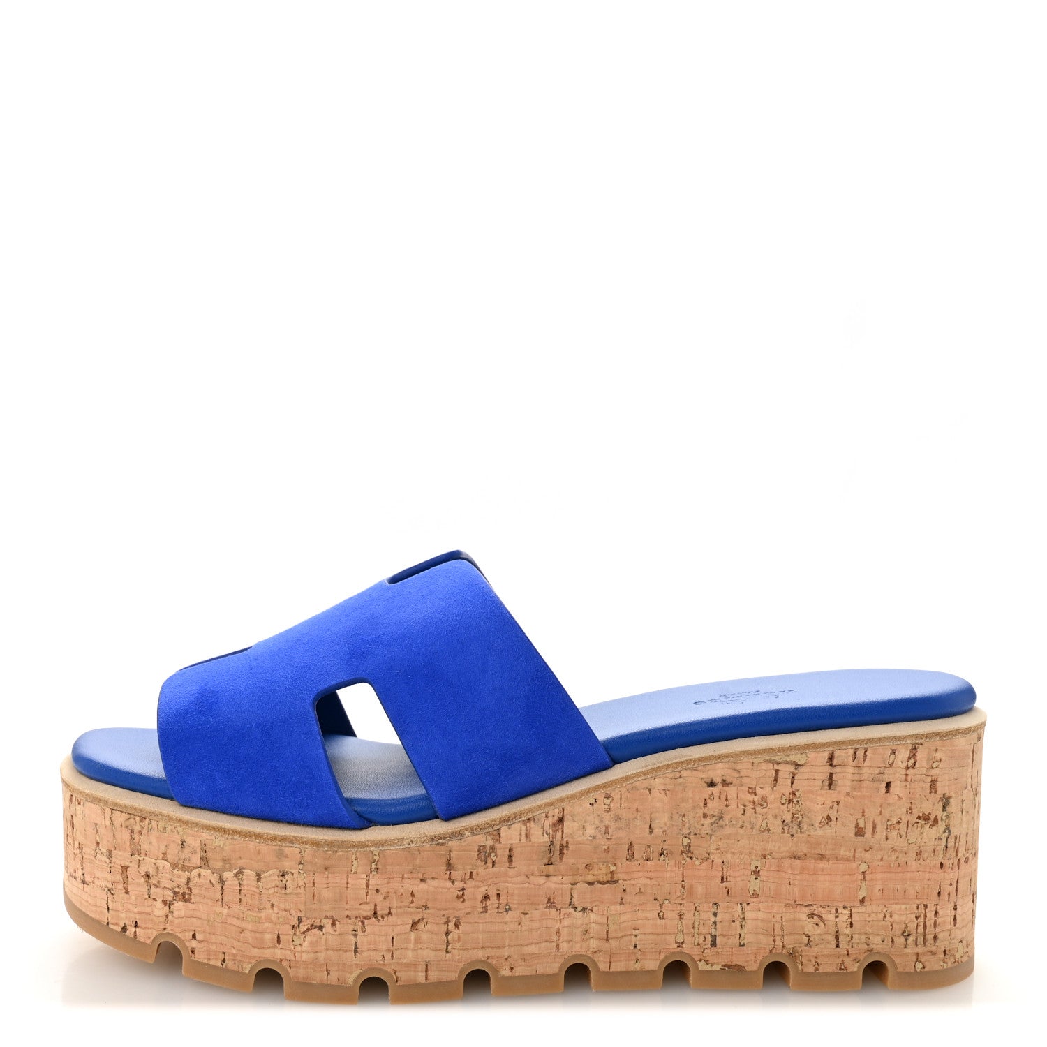 Hermes Suede Goatskin Cork Eze 30 Sandals 39 Bleu Ocean 1827304