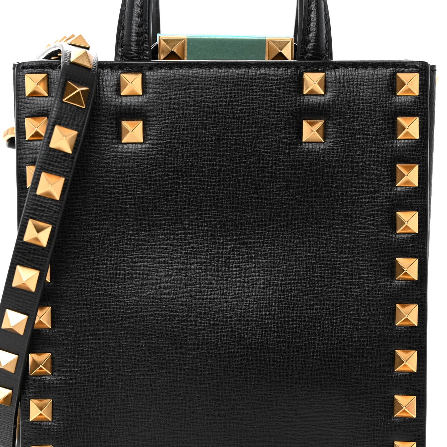 Grainy Calfskin Mini Rockstud Alcove Tote Black