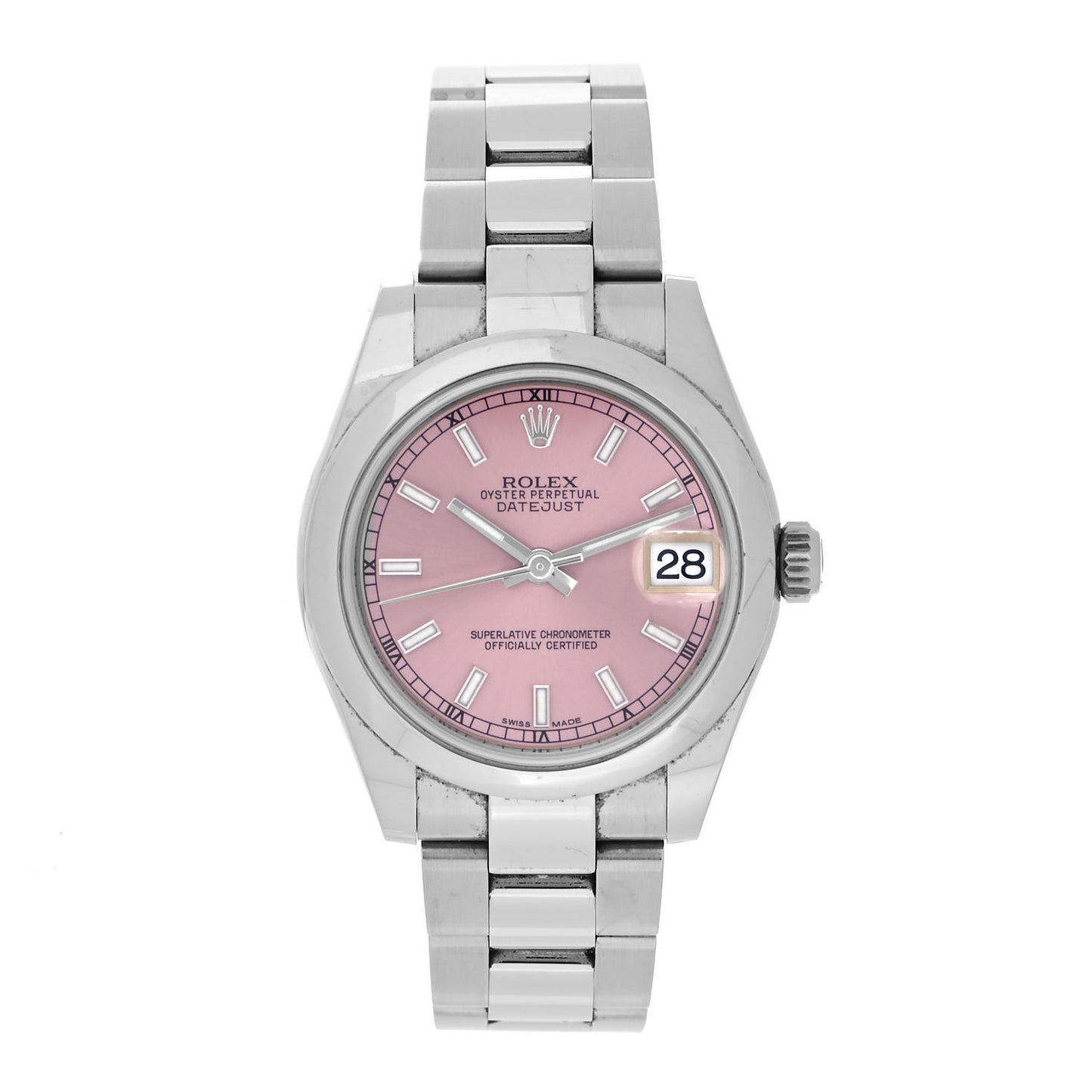 Stainless Steel 31mm Oyster Perpetual Datejust Watch Pink 178240