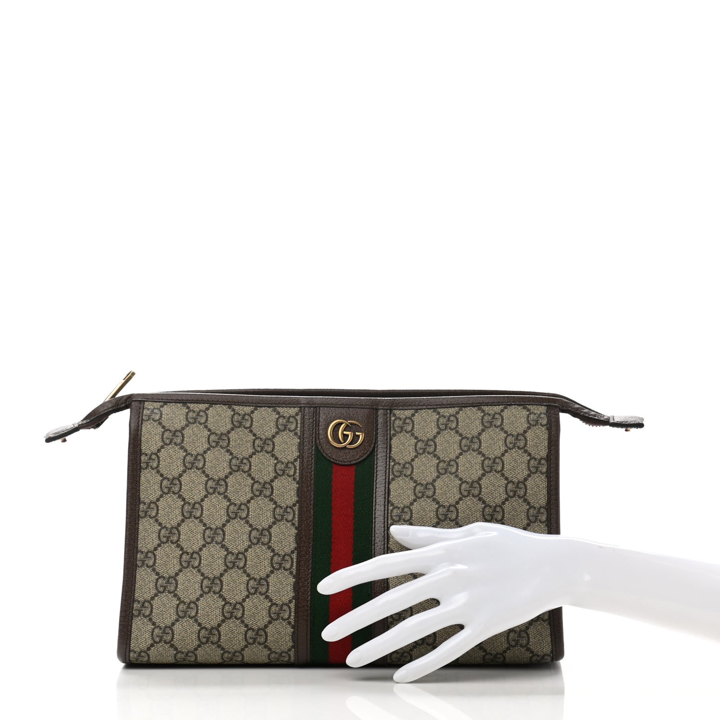 GG Supreme Monogram Web Toiletry Case Brown