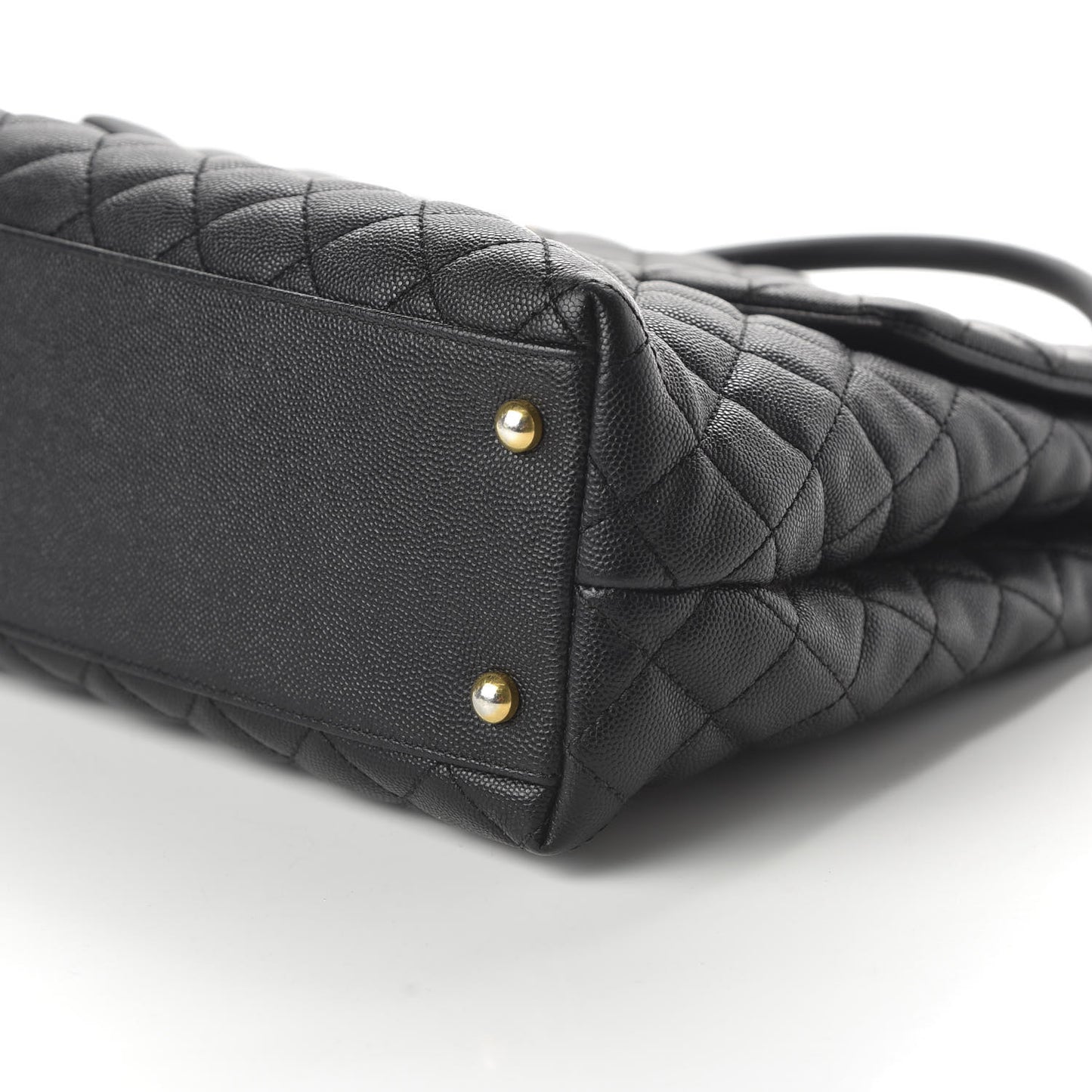 Caviar Quilted Large Coco Handle Flap Black