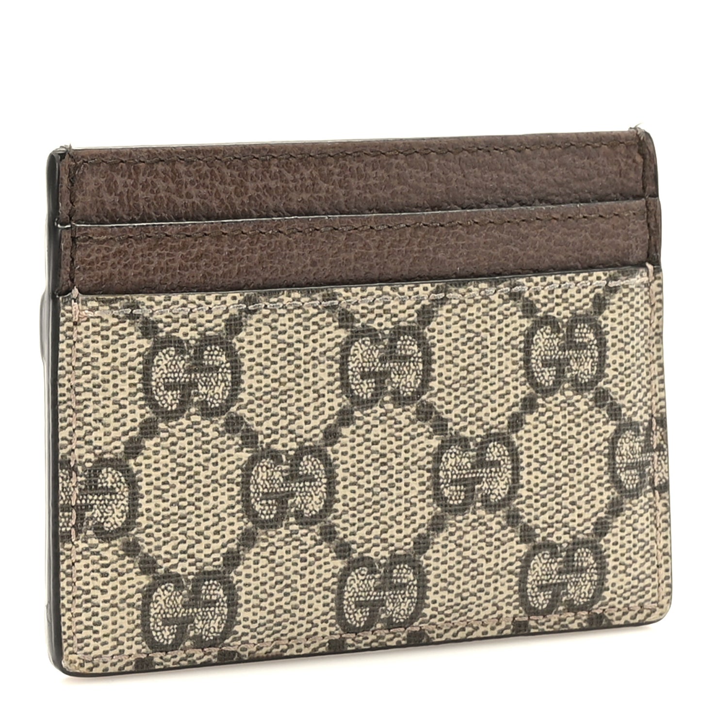 GG Supreme Monogram Textured Dollar Calfskin Ophidia Card Holder Beige Ebony New Acero