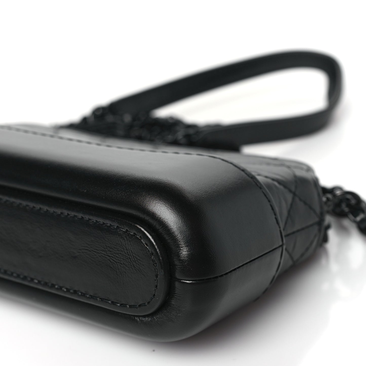 Aged Calfskin Quilted Small Gabrielle Clutch With Chain So Black