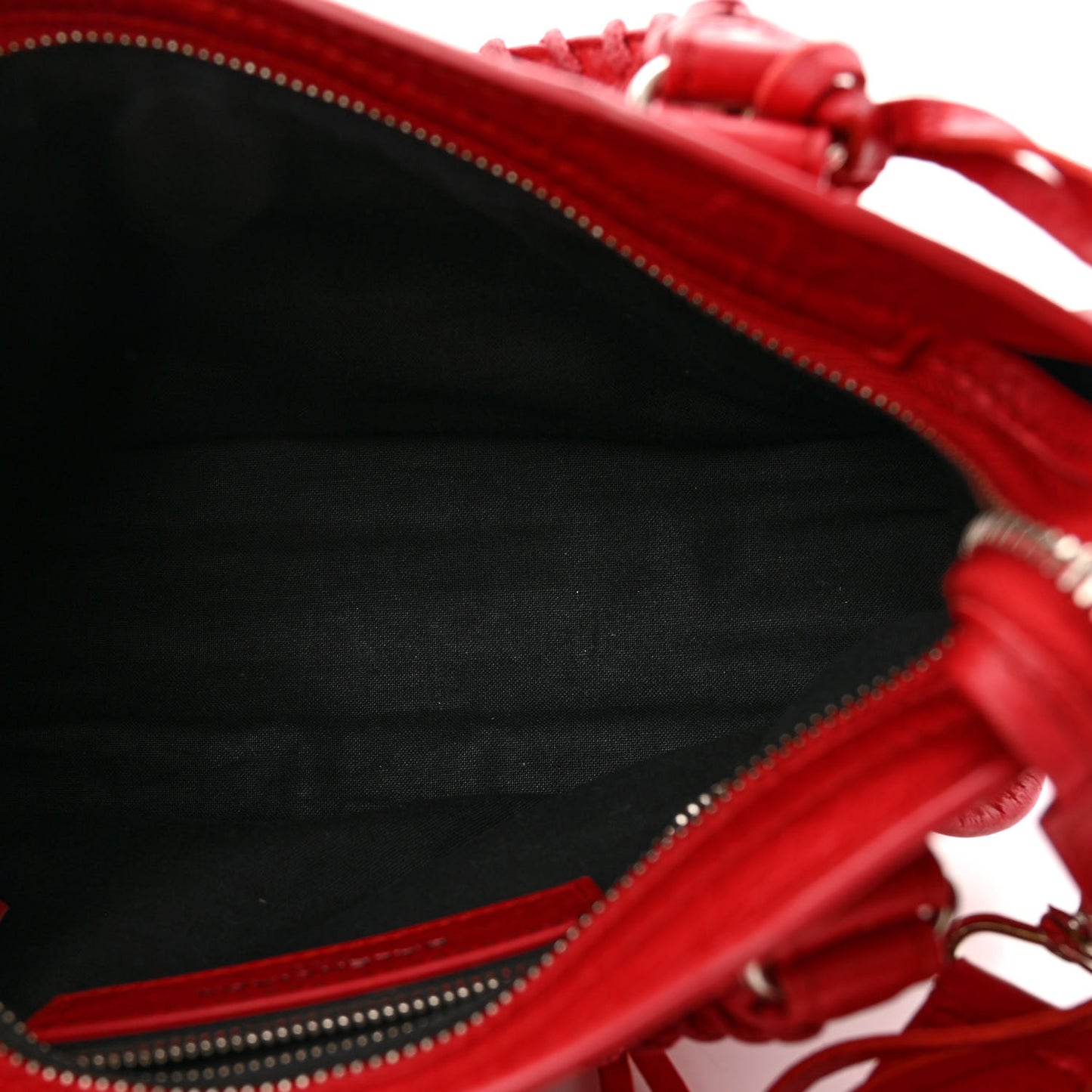 Agneau Classic Silver Hardware Mini City Logo Strap Red Black