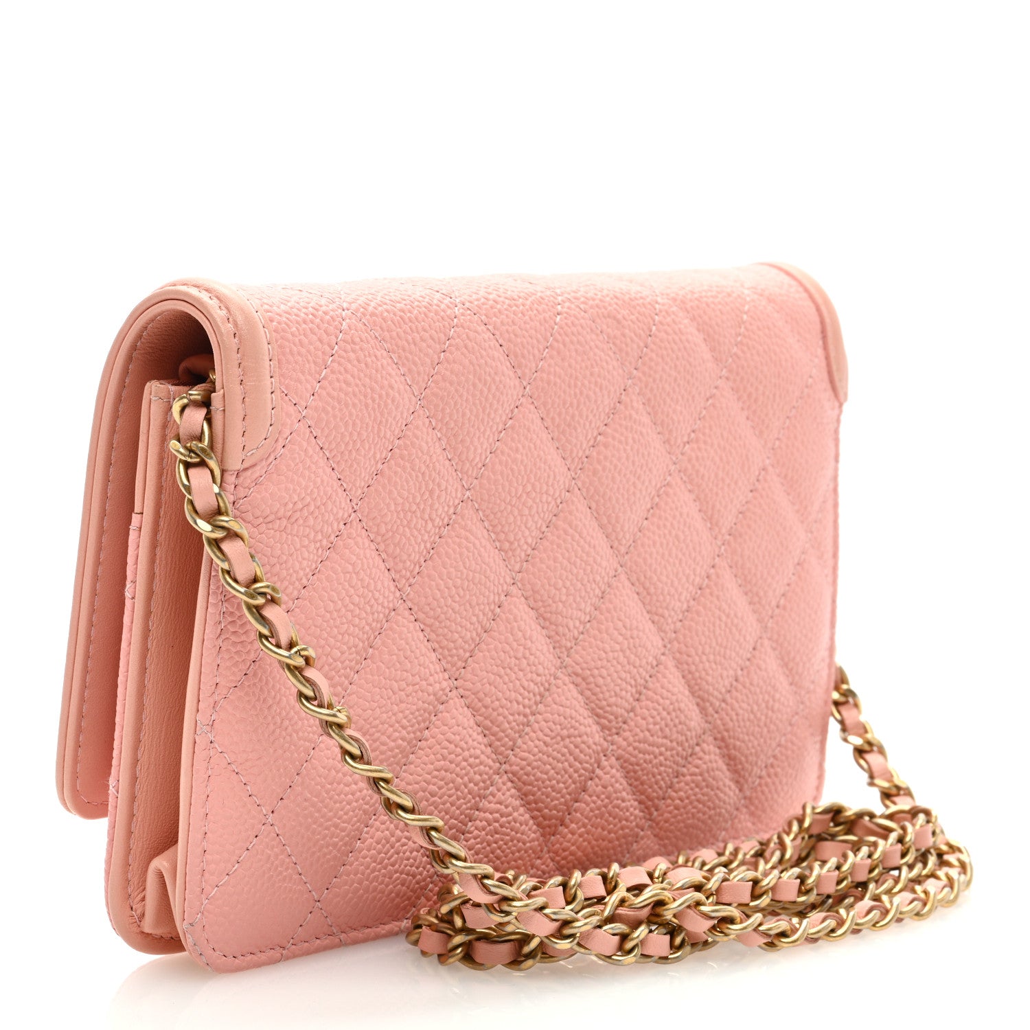 Chanel Caviar Quilted CC Filigree Wallet On Chain WOC Pink 3 of 9