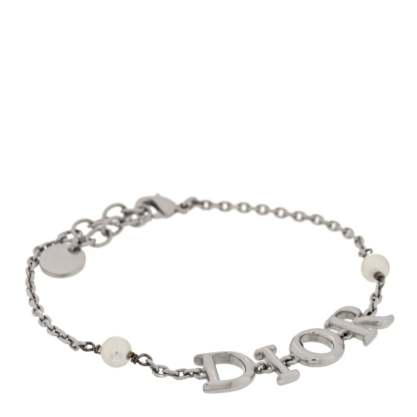 Palladium Pearl Logo Bracelet White Silver