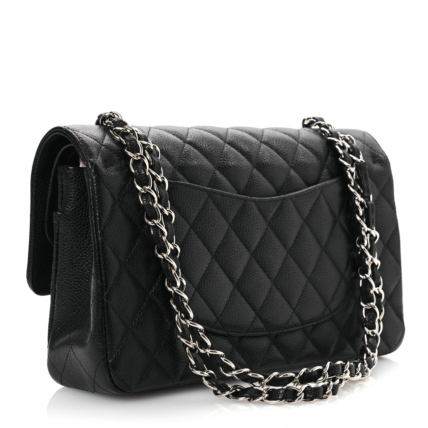 Caviar Quilted Medium Double Flap Black